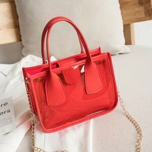Red clear MINI Crossbody with removable inner pouch Valentine's Day